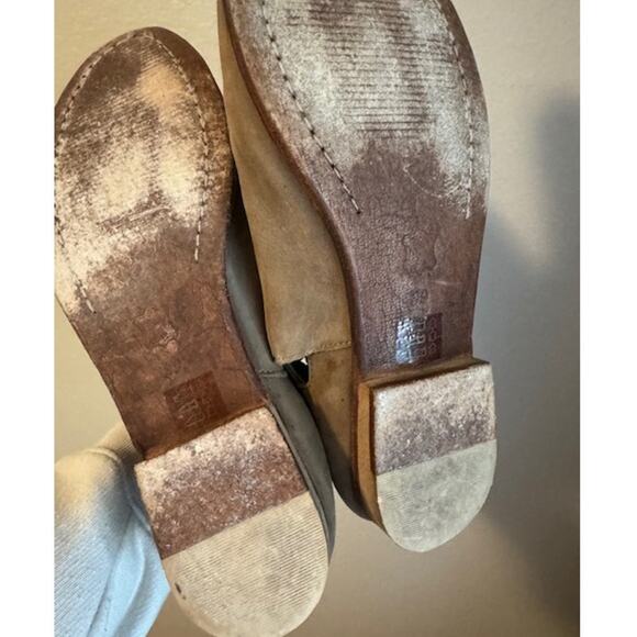 Free People Tan Distressed Braeburn Split Shaft Double Buckle Ankle Boots 39 - Picture 5 of 7